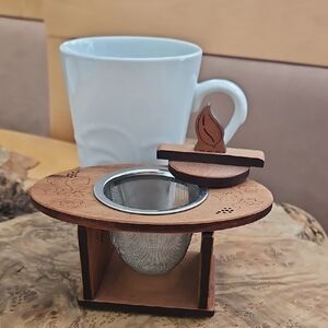 Hand Crafted Wooden Tea Infuser Seeper With Stand